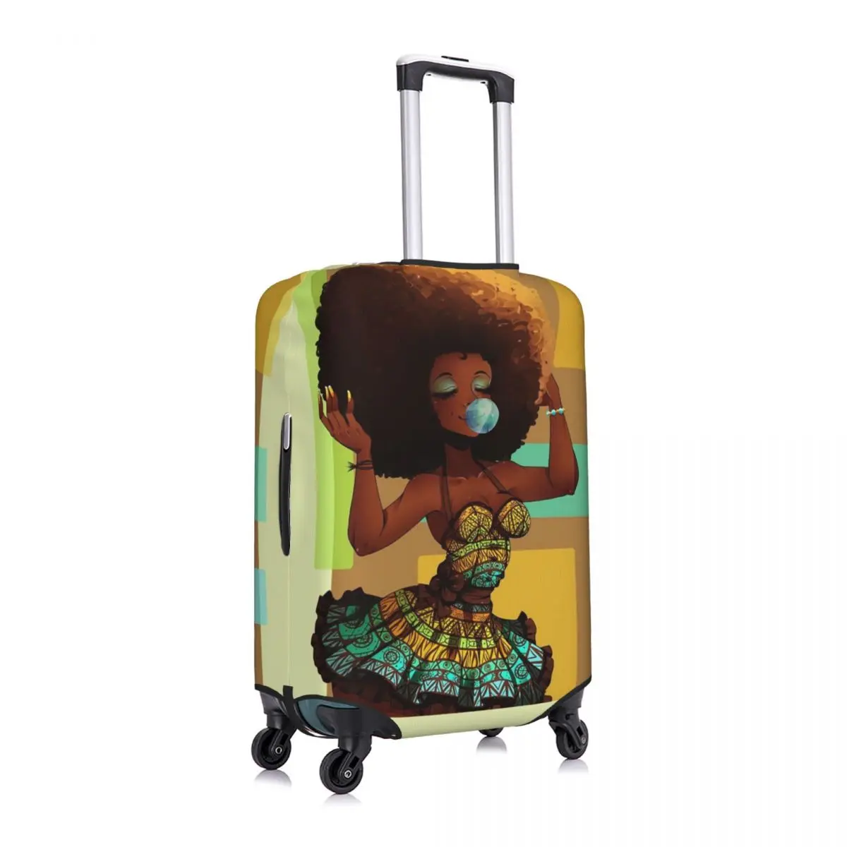 

African Woman Luggage Cover Spandex Suitcase Protector Fits 19-21 Inch