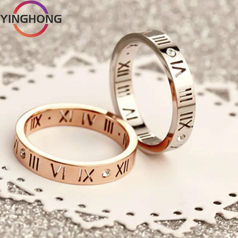 

QueXiang 925 Sterling Silver Original Roman numerals Diamond Ring for Women y2k Jewelry Fashion Charm Luxury Exquisite Gift