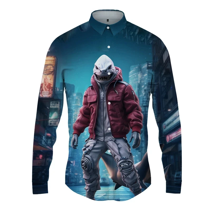Мужская и Женская Повседневная рубашка с длинным рукавом 3D-принтом