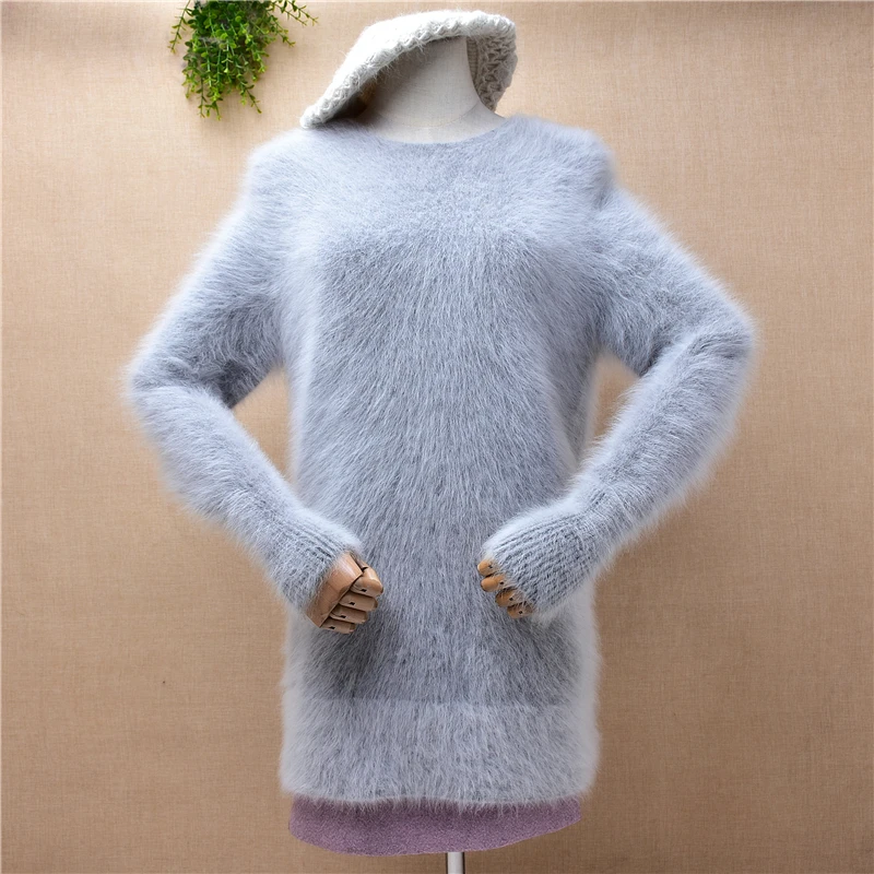 

Женский пуловер с длинным рукавом и круглым вырезом, с ворсом