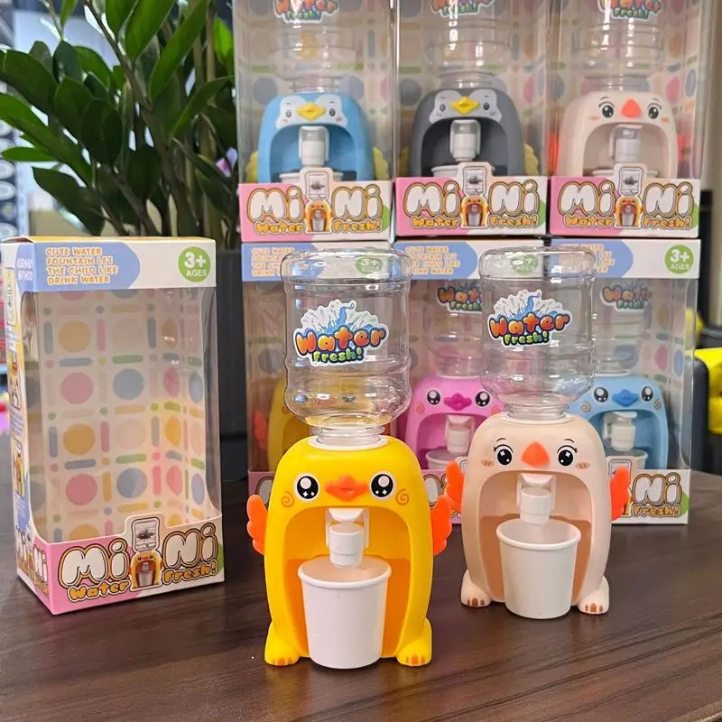 

Mini Children Dual Water Dispenser Toy With Cute Pink Blue Cold/warm Water Juice Milk Drinking Fountain Simulation Kitchen Toys