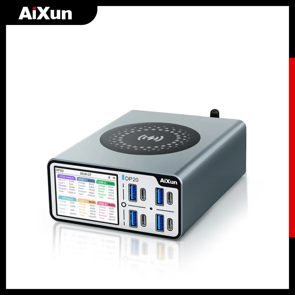 RR AIXUN DP20 USB-зарядная станция с беспроводной зарядкой кривым интерфейсом цифрового