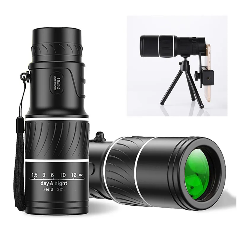 

BAK4 Monocular Telescope Zoom Lens Phone Camera Telephoto Lens with Phone Holder Tripod for Smartphones Outdoor Camping Hunting