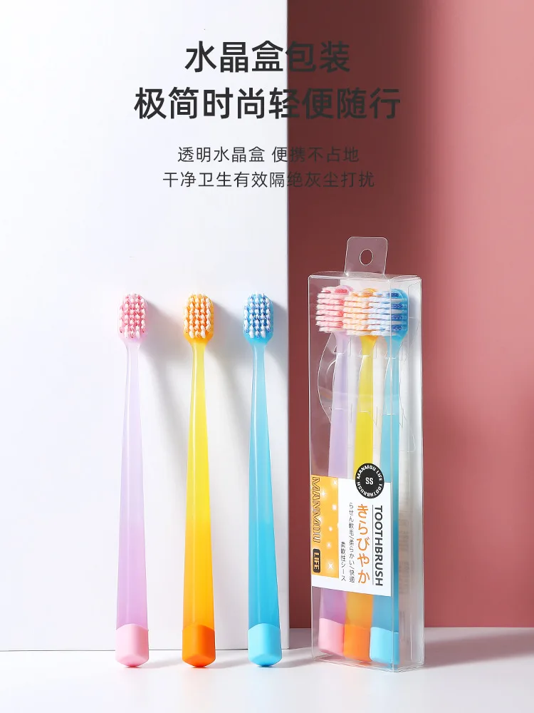 

Crystal Brush Handle Spiral Hair Wide Head Toothbrush 3 Adult Couples Household Soft Bristled Toothbrushes Cepillos De Dientes