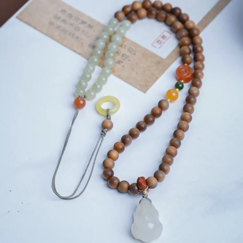 Ожерелье из нефрита Heitanshu 0 6 с порошком лотоса и воском Quan Ying красный браслет Old