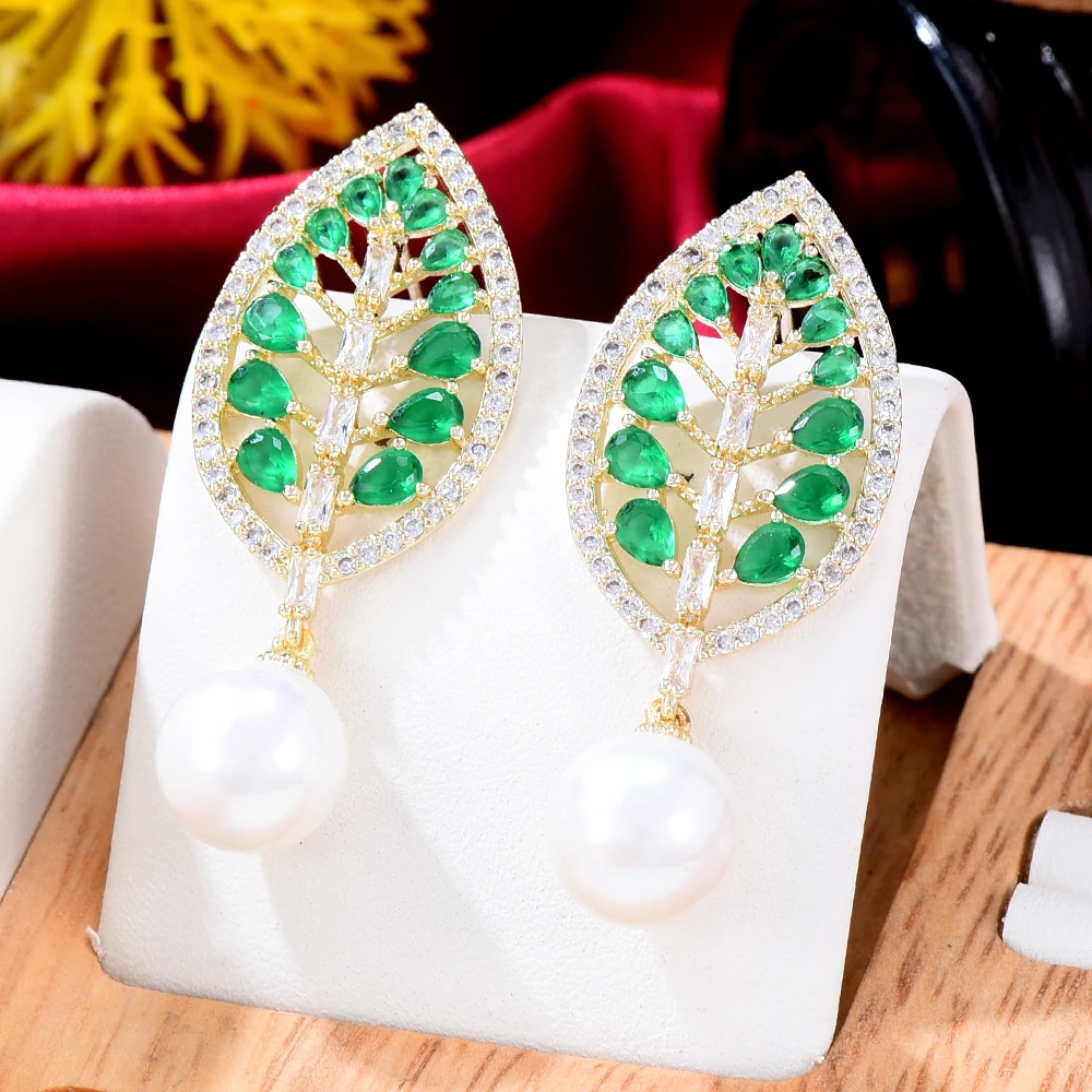 GODKI новые роскошные африканские серьги с жемчужными листьями для женщин