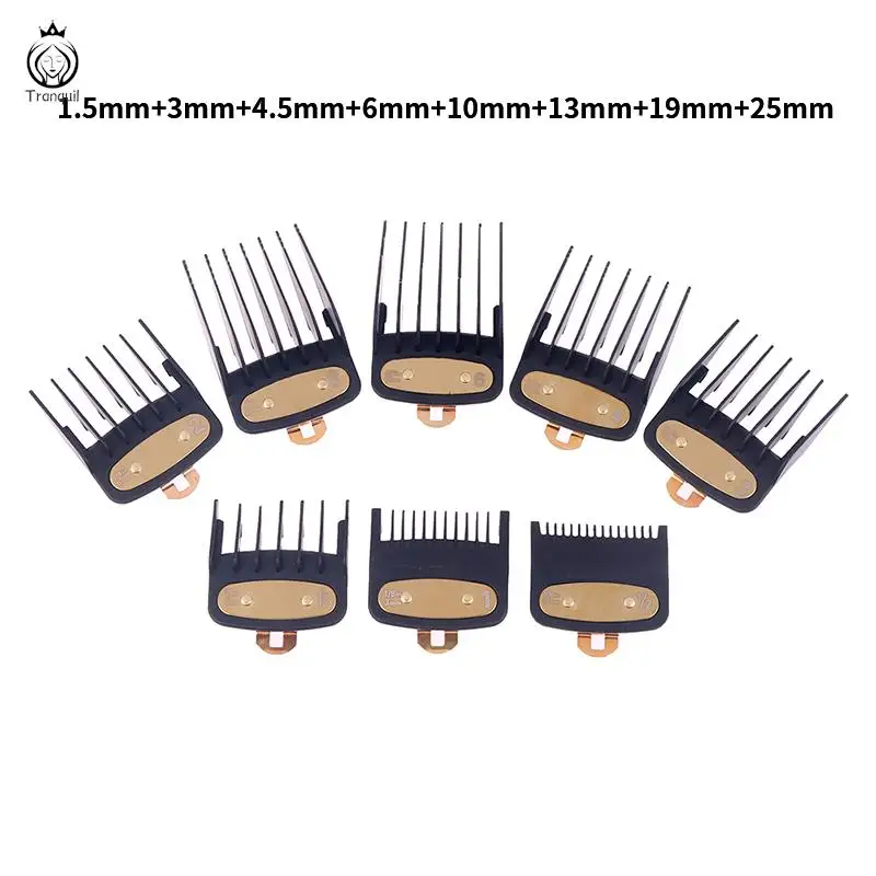 

Набор профессиональных сменных гребней для стрижки волос, 8 шт., 1,5/3/4/6/10/13/19/25 мм