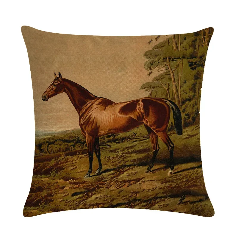 

Наволочка MINISO с принтом лошади из хлопка и льна 45x45 см