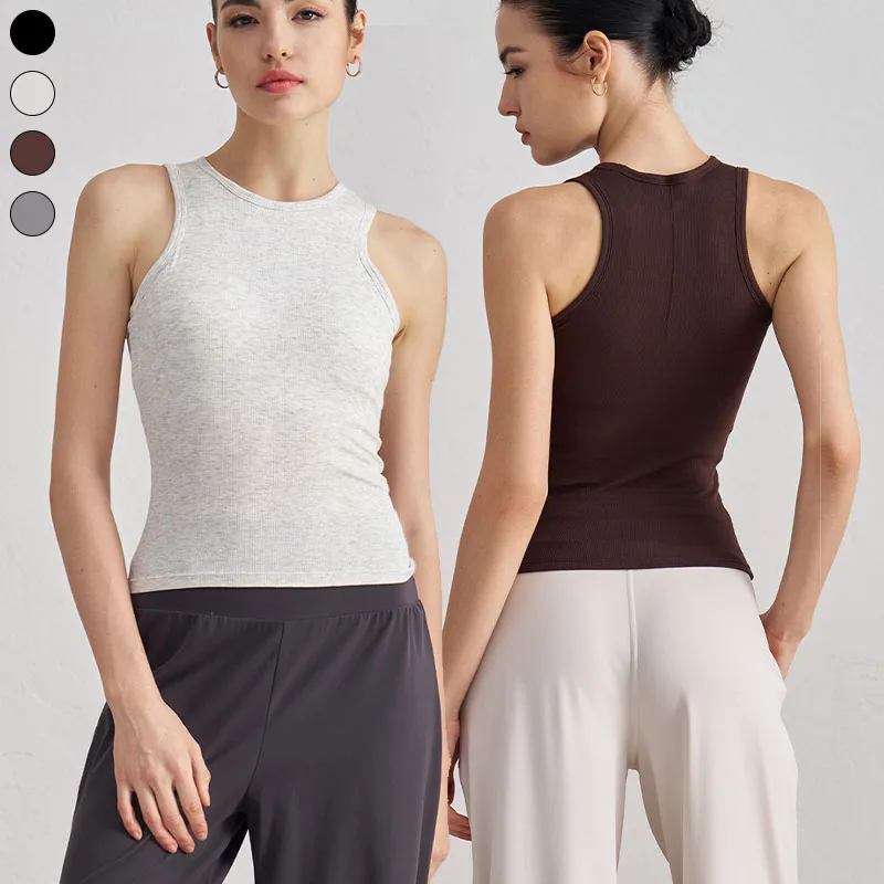 HAUT SHARK Спортивный жилет в рубчик с круглым вырезом для женщин нагрудными