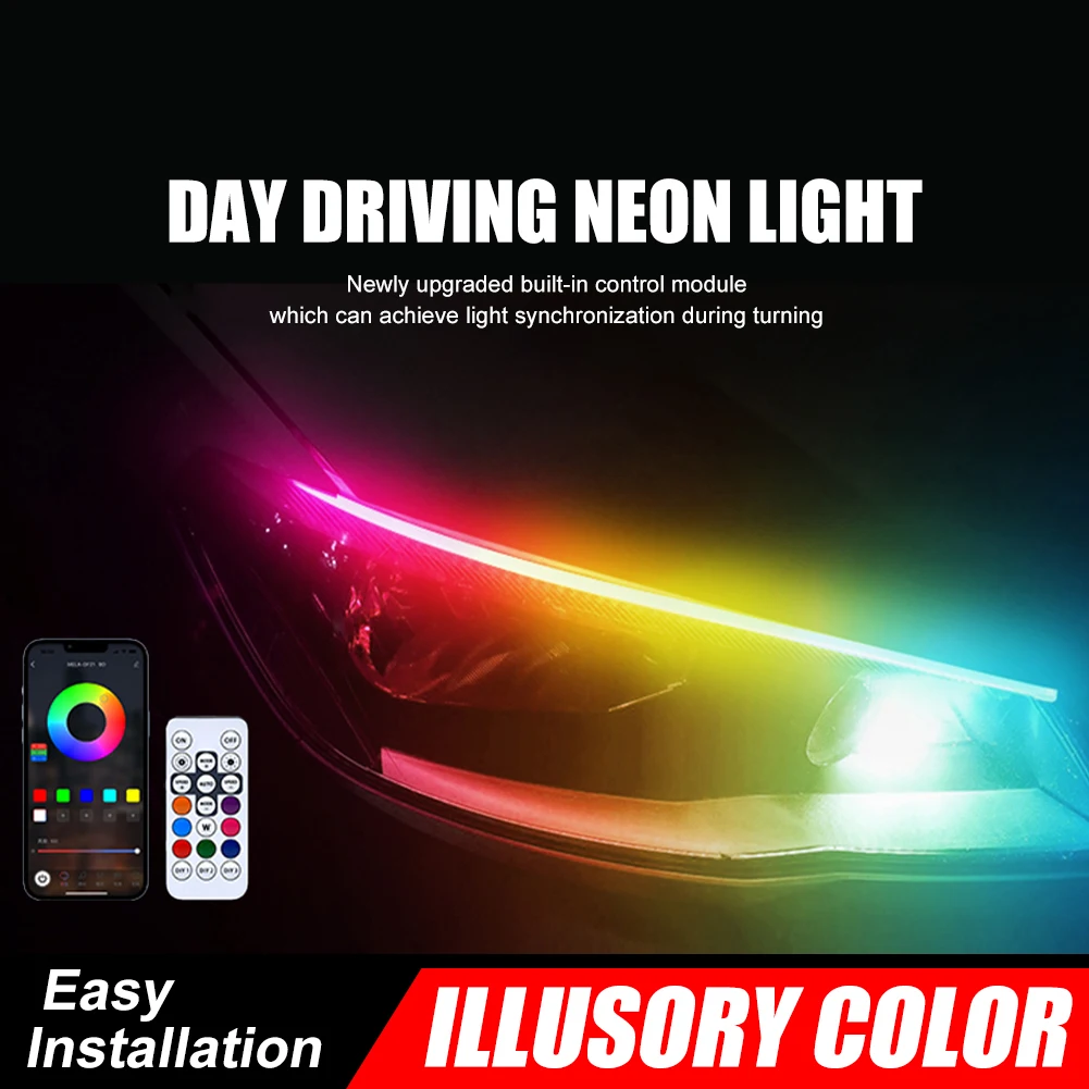 2 шт. автомобильный светодиодный неоновый свет DRL RGB дневные ходовые огни