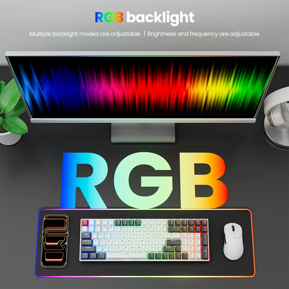Фото RK ROYAL KLUDGE RK100, английская 2,4G, беспроводная/Bluetooth/проводная механическая клавиатура RGB, 100 клавиш, PBT, игровая клавиатура с возможностью горячей замены №4