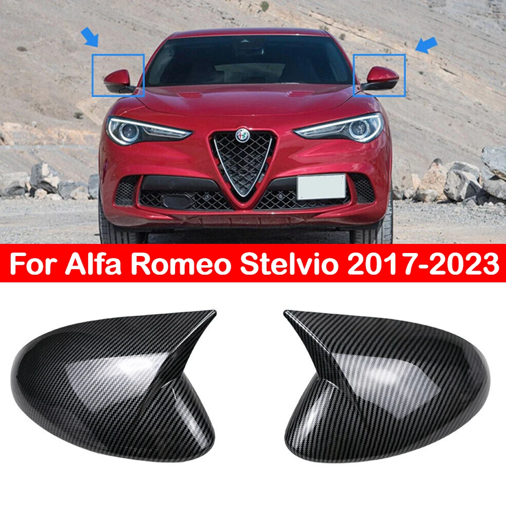 Для Alfa Romeo Stelvio 2017-2023, автомобильное боковое зеркало заднего вида, Обложка, внешняя наклейка, дверь, задний вид, фотообшивка, углеродное волокно