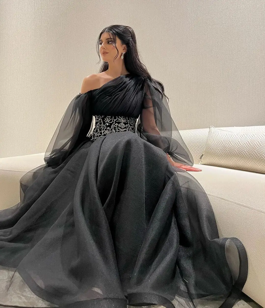 

Modest Tiered Ruffles Evening Dresses Blue Side Slit Boho Prom Dress Formal Party Gowns Bandage A Line Females Robe De Soiree