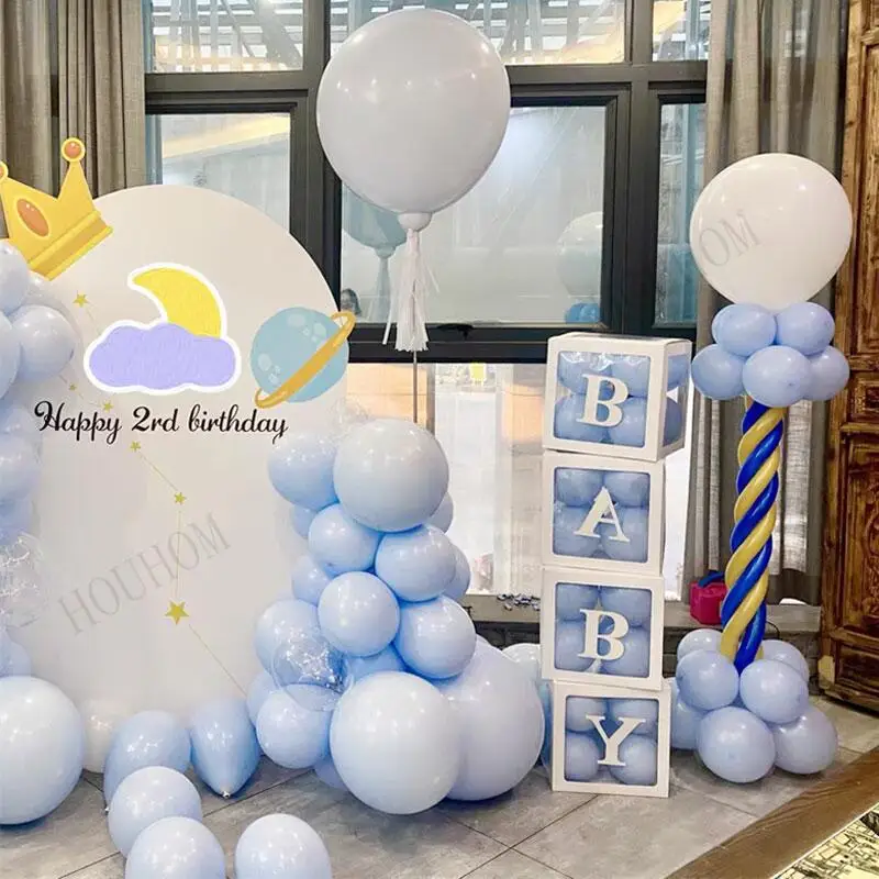

27cm Baby Shower Decorations Boy Girl Transparent Box Wedding Balloon Air First 1st Birthday Party Decorations Kids Balloon Box