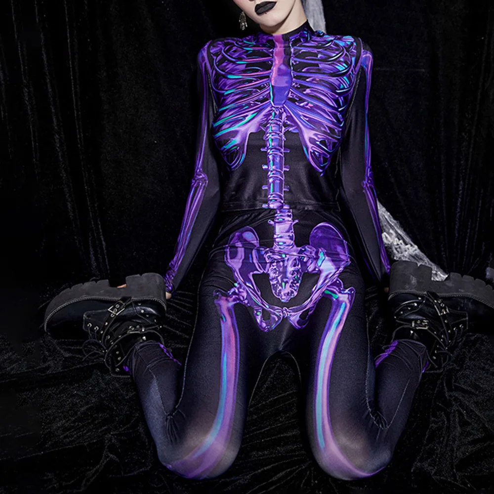 

Streetwear High Waist Pants Sets Y2K Goth T-shirt Pants Set Women Two Piece Skeleton Print Crop Top Fashion Punk Bodycon Female