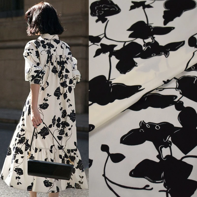 

100% Polyester Fiber Fabric Autumn Flower Branch Dress Shirt Children's Clothing Handmade DIY Sewing Material Per Meter