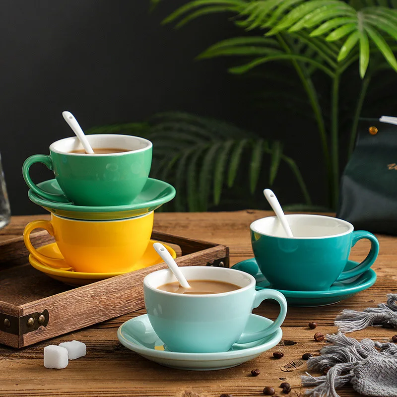 Кофейная чашка 350cc несколько цветов европейский стиль керамическое утолщенное