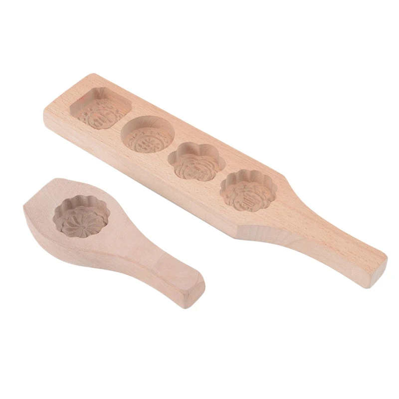 

2Pcs Wooden Kitchen Moon Cake Mold Making Mold Pastry Tools Fondant Molds Baking Accessories