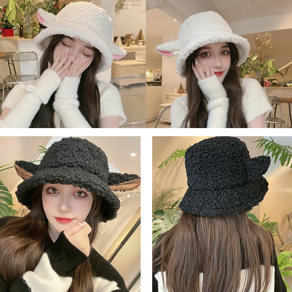 

Fisherman Hat Handmade Holiday Gift Winter Hat Sheep Cap Lambswool Material With Ears Sheep Ear Hat Cute Girl