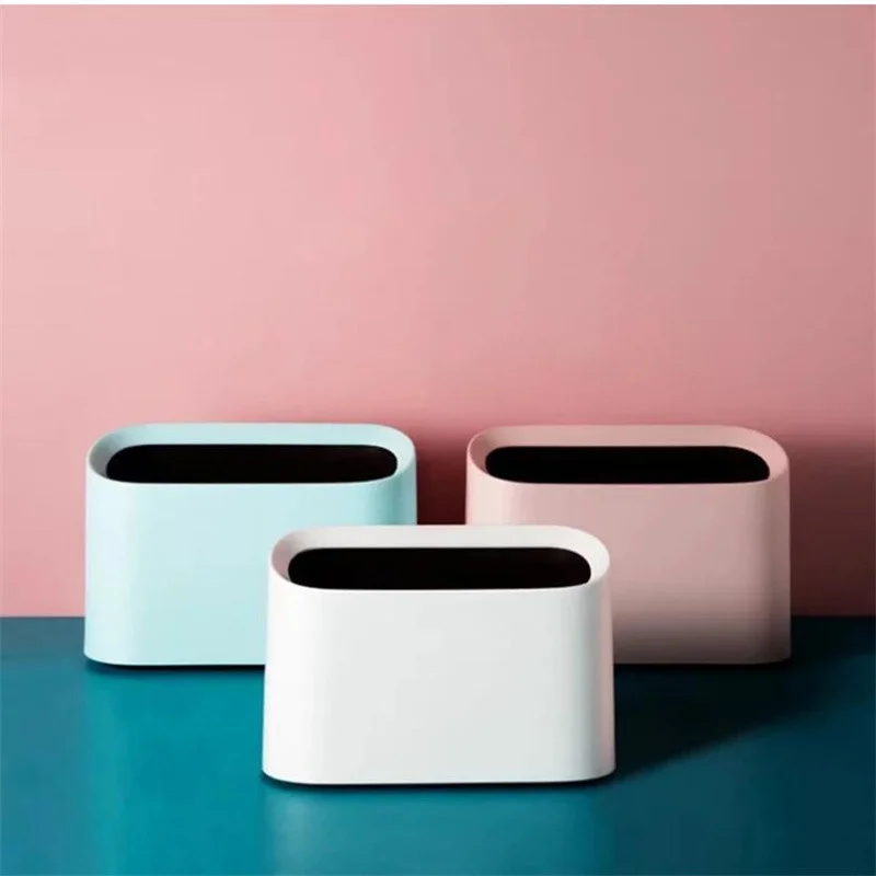 

1Pc Mini Small Waste Bins Desktop Garbage Basket Home Table Plastic Trash Can Office Stationery Dustbins Sundries Organizer Box
