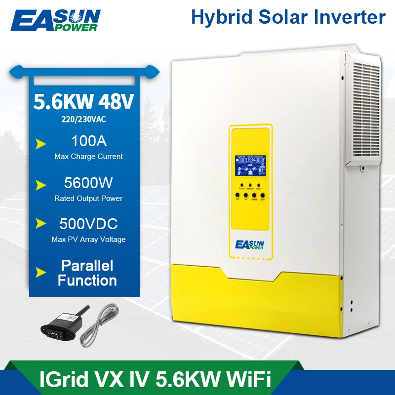 

5KW Hybrid Solar Inverter 48V MPPT 5600W Solar Inverter Build-In 100A Charge Controller Can Parallel 6 Unit Work No Battery