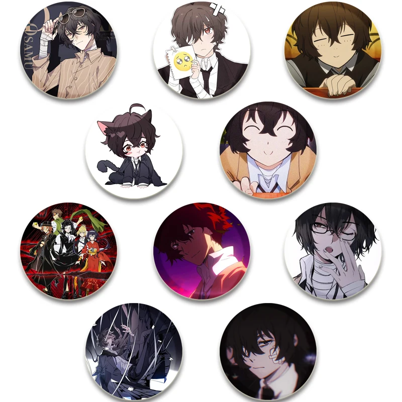 Брошь в виде аниме персонажа Кисуке Дазай