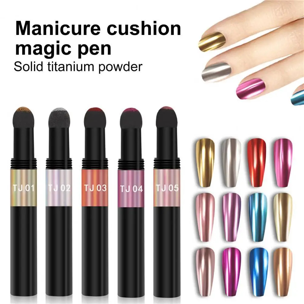 

0.5g Nail Powder Pen Mirror Effect Long-Lasting Colored Nail Glitter Powder Air Cushion Nail Art Tool