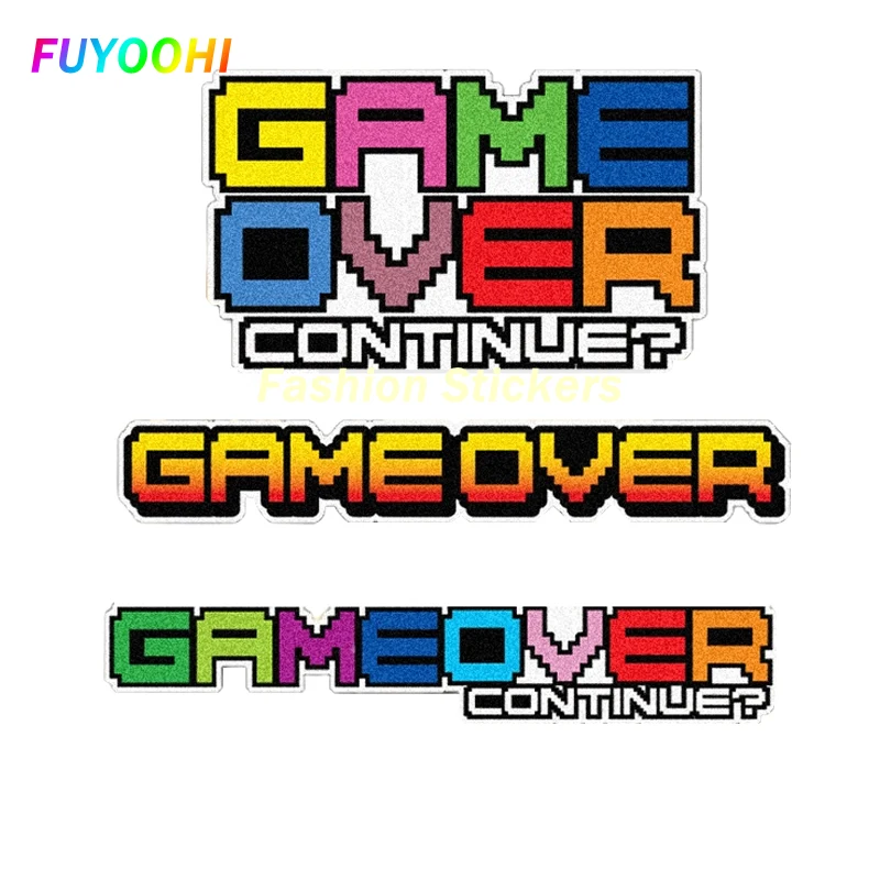 

FUYOOHI Exterior/Protection Fashion Stickers Car Decals Pixel Game Video Game Over Continue Cartoon Sticker Bumper Helmet Decal