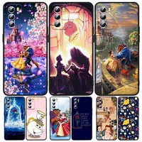 beauty and the beast phone case for oppo a5 a9 a12 a16 a16s a52 a53s a53 a54s a55 a72 a73 a74 a76 a94 2018 2020 4g black luxury