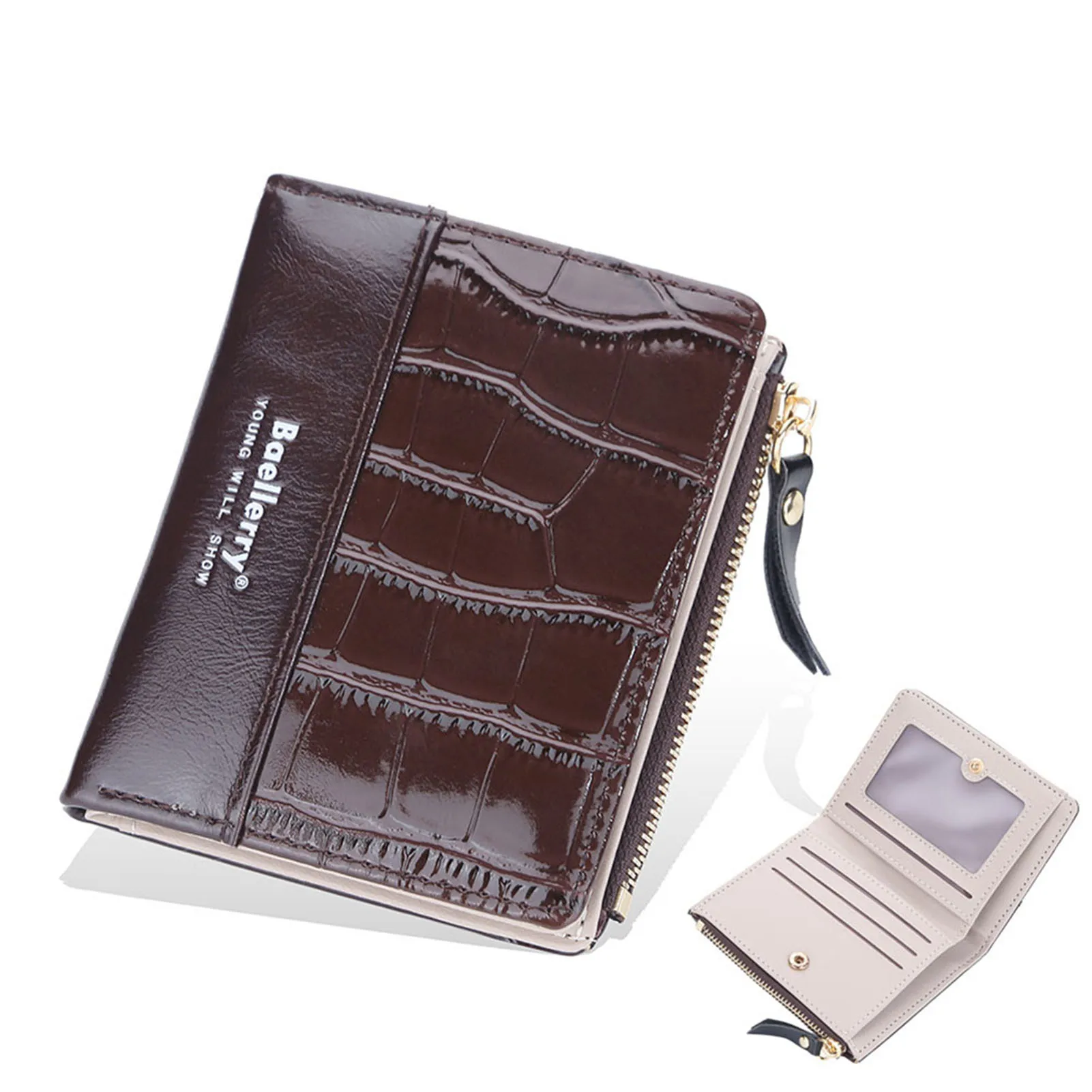 

Женский кошелек из искусственной кожи, портативный маленький держатель для кредитных карт и удостоверений, короткий формат, маленькая вмес...