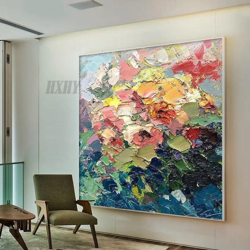 

Modern Abstract Landscape Oil Painting Handmade Knife Flower Canvas Painting For Living Room Home Salon Wall Art Picture Decora