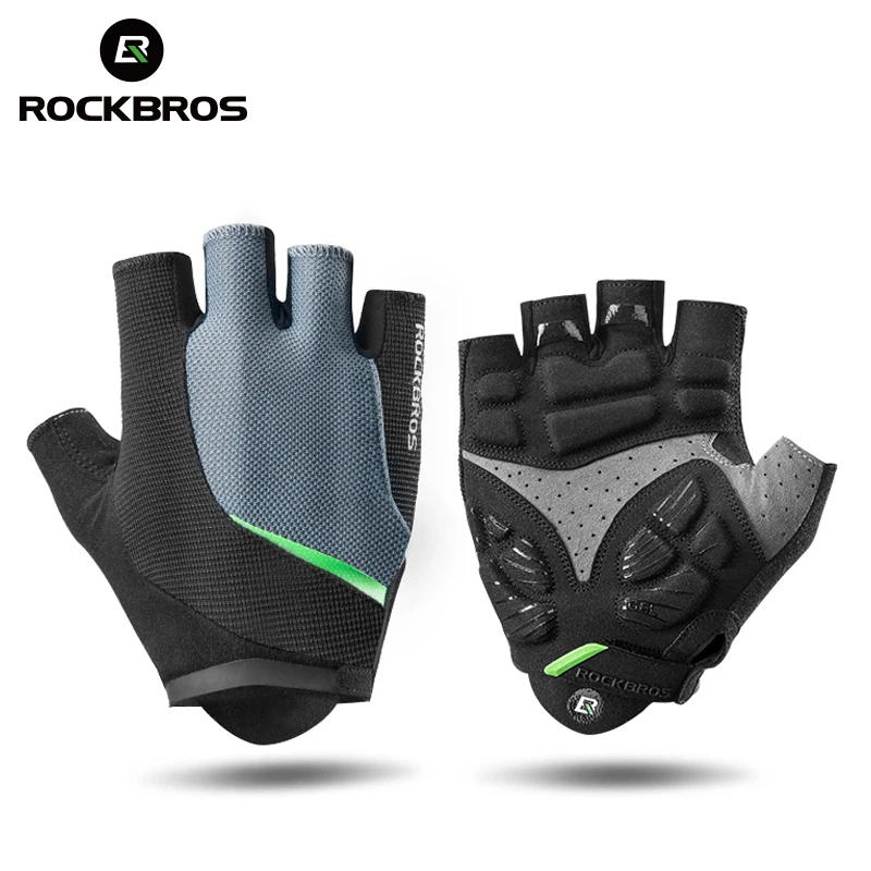 

ROCKBROS Men's Cycling Gloves Mountain Bike Breathable Gloves Anti Slip Shock Absorbing Half Finger Road Racing Riding Gloves