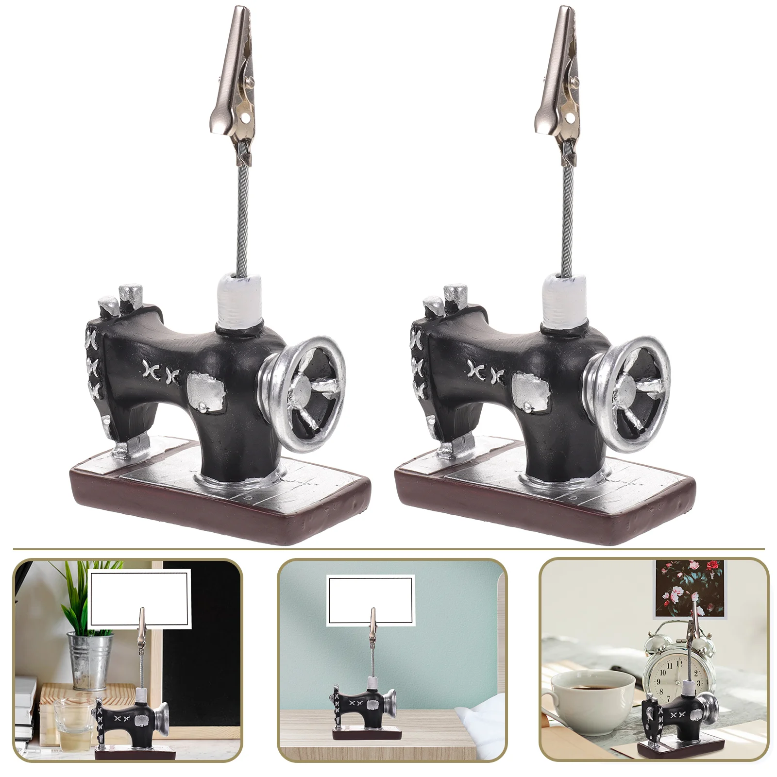 

Business Card Holder Picture Office Cards Clips Memo Stand Clamps Vintage Holders