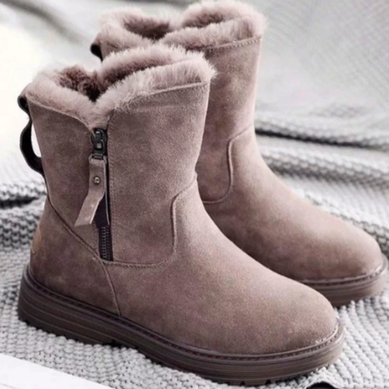 Women's Snow Boots Women's Boots Middle Calf Comfortable Warm Keeping Plush Zipper Women's Boots Casual Women's Winter Boots New