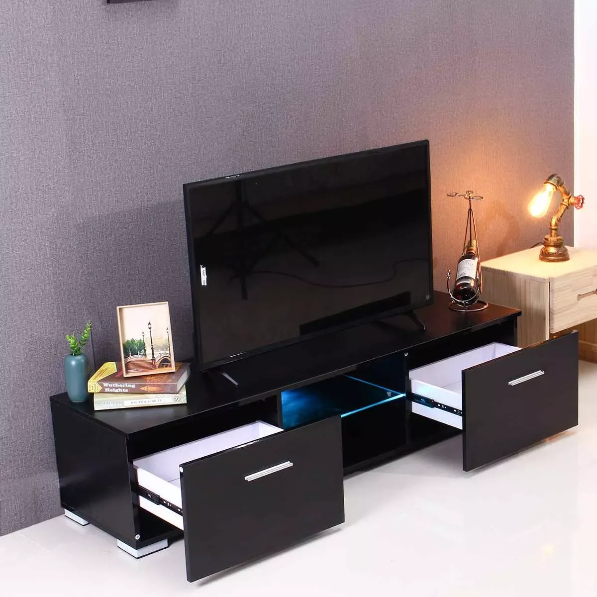 

2023 High Gloss TV Tables for Living Room 57 Inch Modern LED TV Cabinet Stands Furniture TV Unit Bracket Drawer Storage Organize