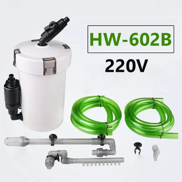 

220V 6W 400L/H External Aquarium Filter Canister Ultra-quiet Fish Tank Filter Bucket Aquarium Adjustable Flow HW-603B/HW-602B
