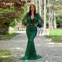 verngo mermaid lace evening dresses puff long sleeves sweetheart sequins dubai women luxury prom dress formal outfit vestidos
