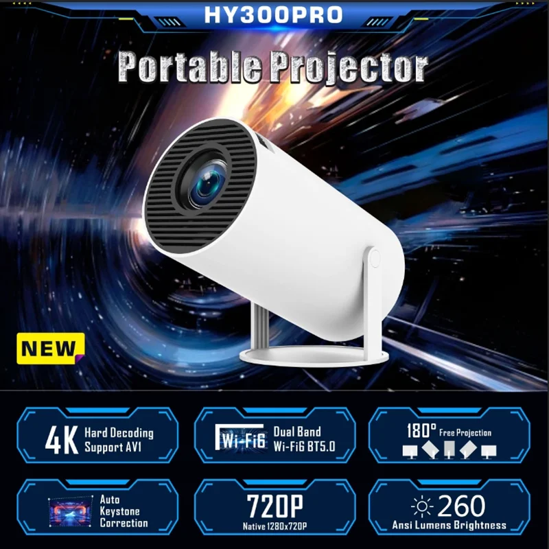 DITONG hy300 pro проектор 4K mini Android11 Dual Wi-Fi 1080P 1280*720P hd домашний кинотеатр уличный