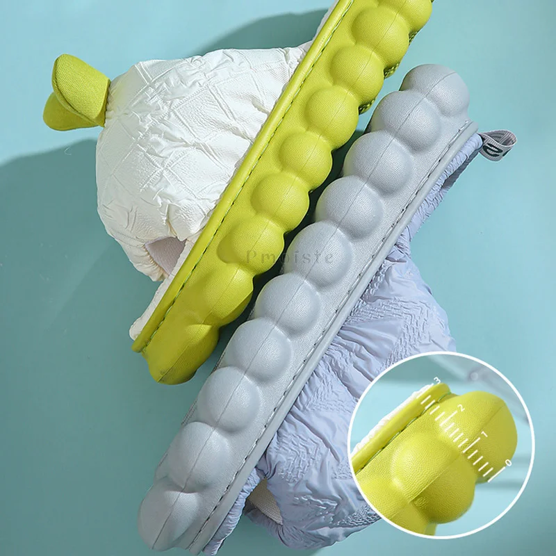 2022 Winter Home Slippers for Women Down Cloth Bedroom Slippers Linen Eva Non-Slip Female Indoor Platform Shoes for Woman Slides