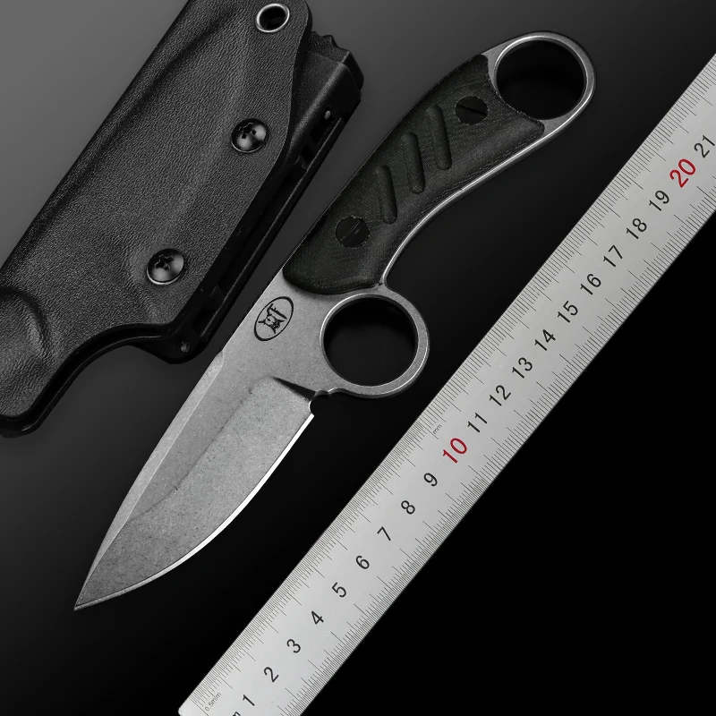 Защитный фиксированный нож DICORIA DC53 лезвие ручка из льна и мекарты тактический для