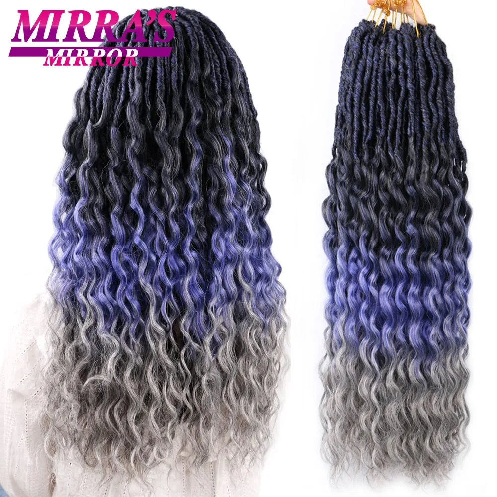 

Pre-looped Faux Locs Crochet Hair With Curly Ends 24Inch Soft Locs Goddess Locs Crochet Synthetic Hair Extension Deep Wave Curly
