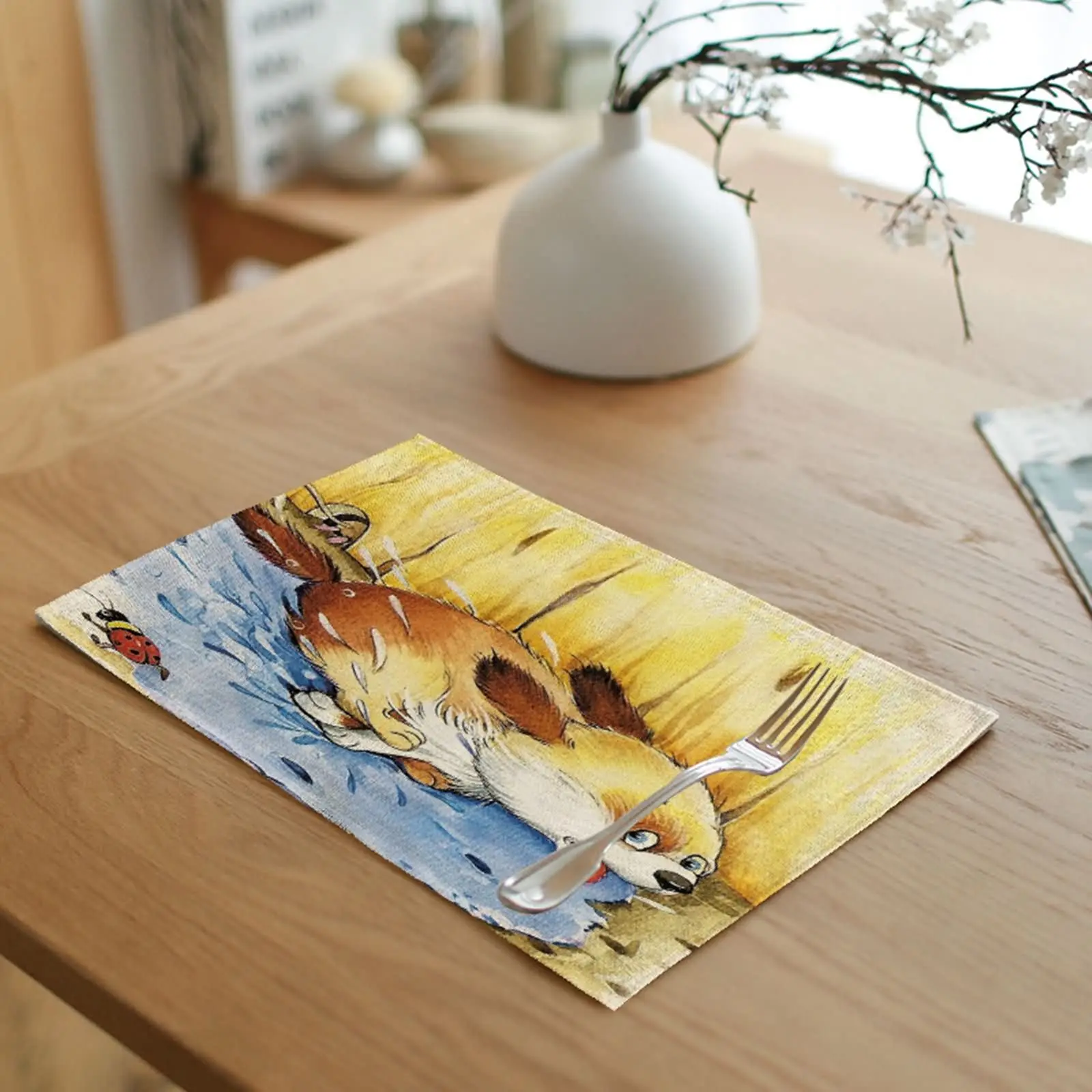 

Обеденный коврик, настольные салфетки желтого и синего цветов, квадратные салфетки из хлопка и льна винного цвета