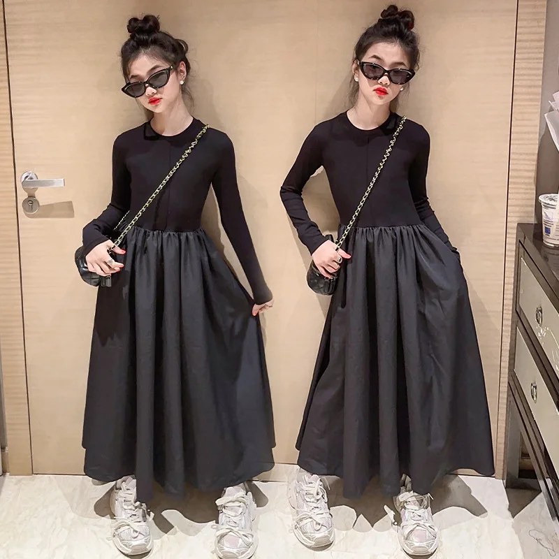 

Girls Spring Autumn Dress Korean Style 4-16Yrs Teens Fashion Casual Long Sleeve Dress Elegant Party Dress Kids Vestidos Costume