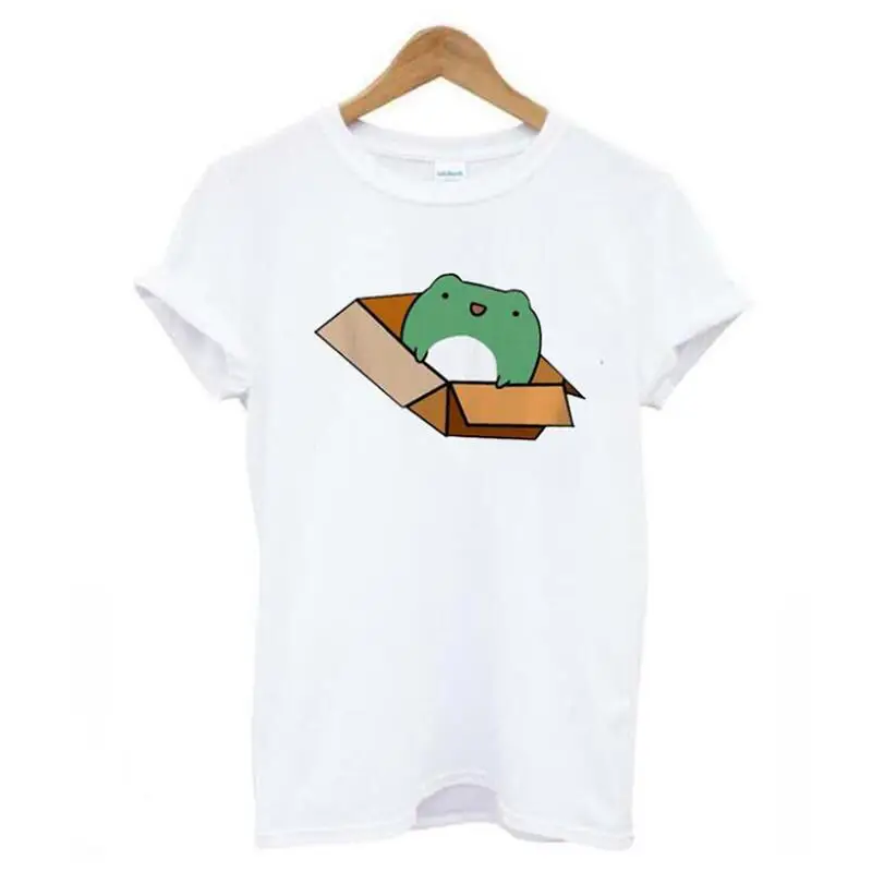 Kawaii модная летняя женская рубашка с рисунком лягушки футболка повседневные