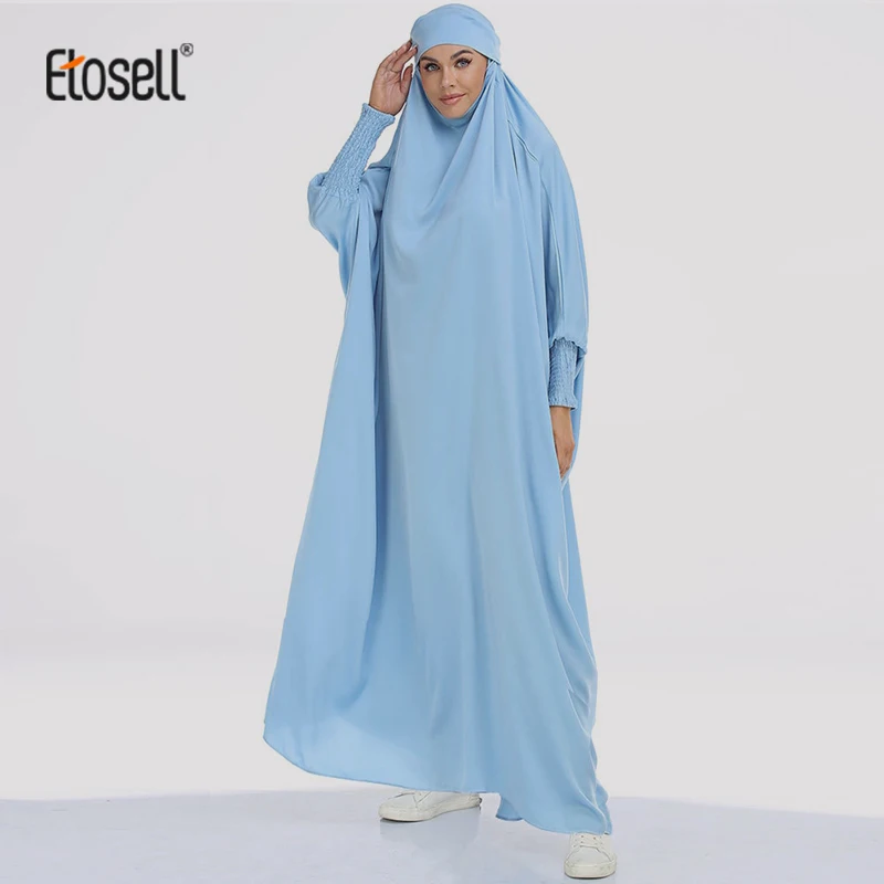 ETOSELL Eid con cappuccio donne musulmane Hijab preghiera indumento Jilbab Abaya lungo Khimar copertura completa abito Ramadan Abaya abbigliamento islamico Niqab
