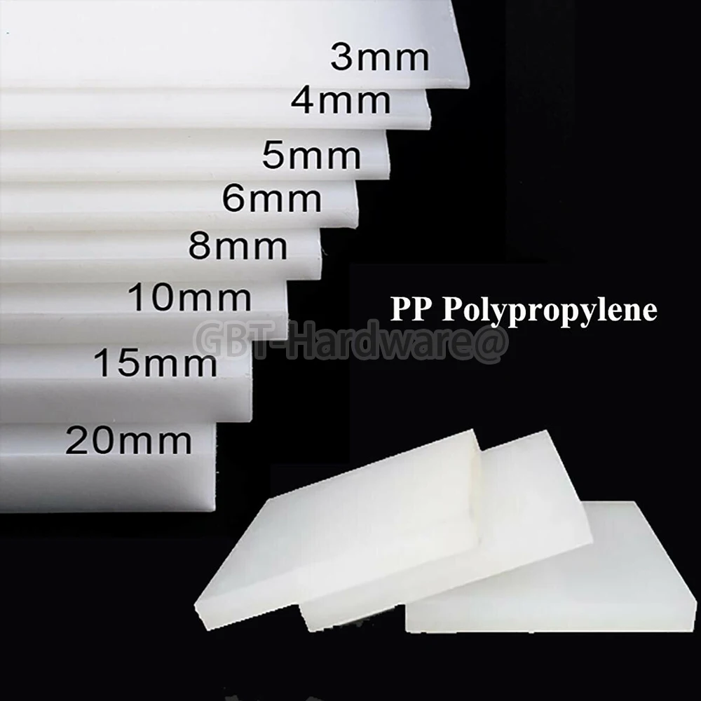 

PP Plastic Sheets Plate 3mm 4mm 5mm 6mm 8mm 10mm 20mm Thickness White Polypropylene Solid Panel Board CNC DIY Can be Customized