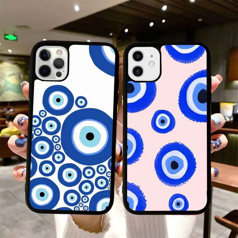 

MaiYaCa Evil Eye Phone Case Silicone PC+TPU Case for iPhone 11 12 13 Pro Max 8 7 6 Plus X SE XR Hard Fundas