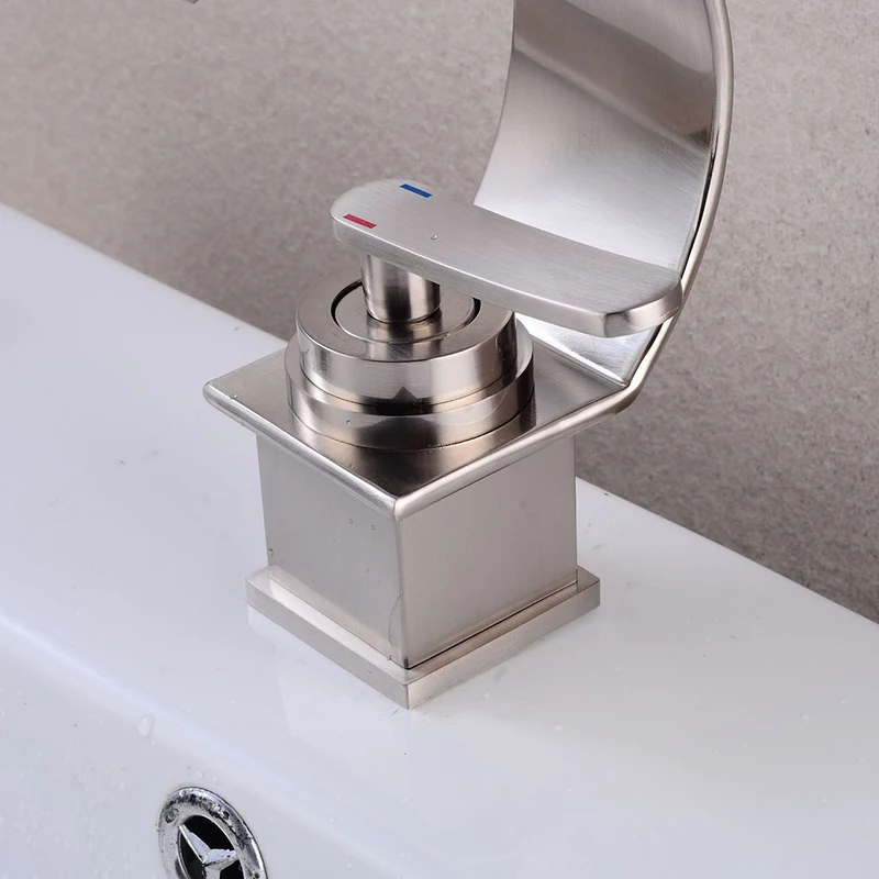 Никелевый Смеситель Для Раковины С Одной Ручкой Керамический Клапан На Палубе