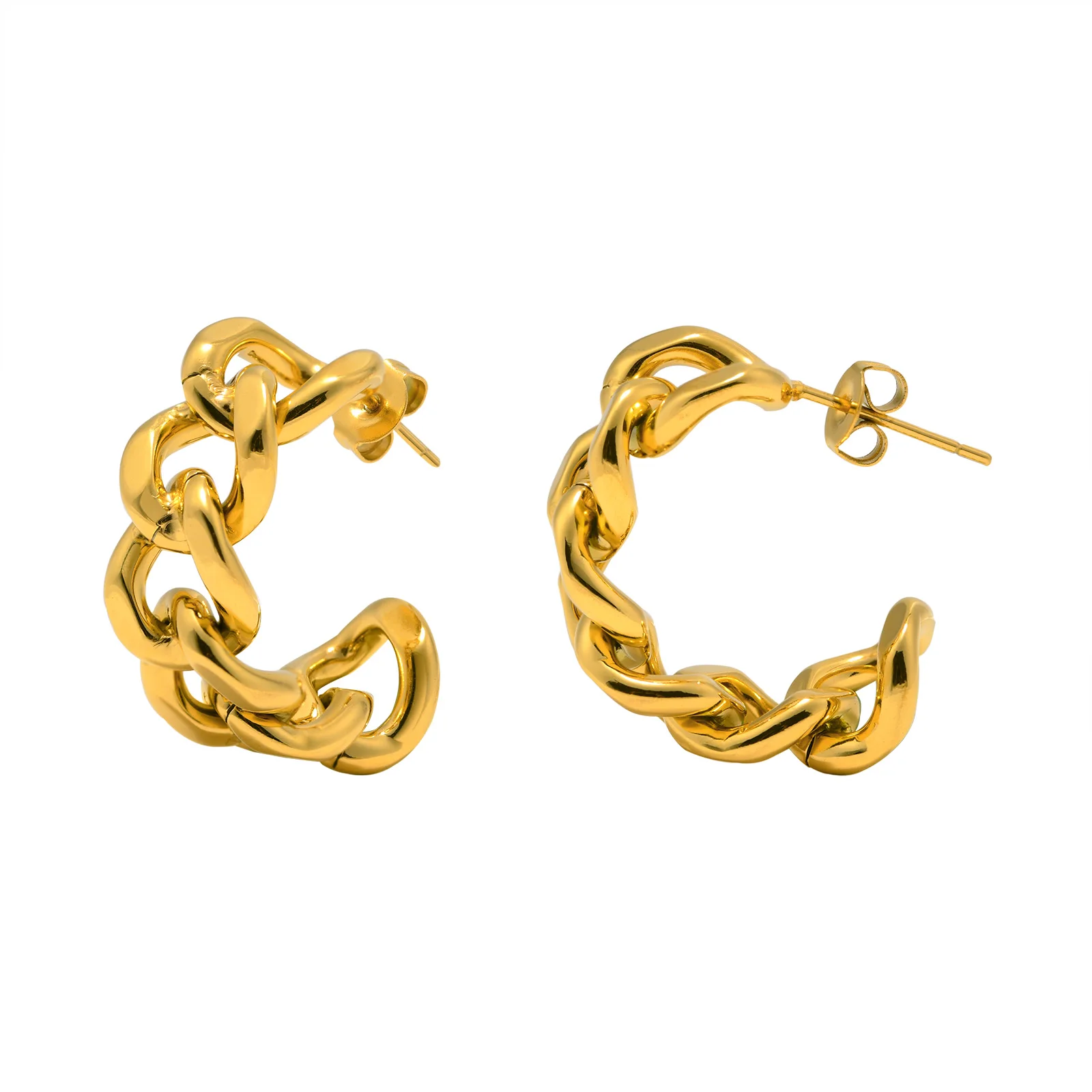 

Stainless Steel Circle Chain Link Hoop Earrings for Women
