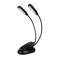 10 led adjustable gooseneck dual arms travel clip on convenient book reading light usb charging bedroom stand flexible desk lamp